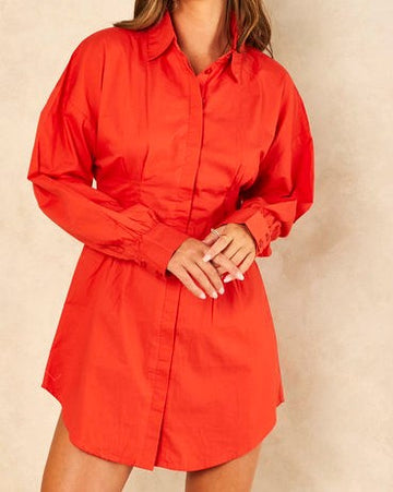 FITTED SHIRT DRESS - FULL BALOON SLEEVE - SKATER FIT Signage